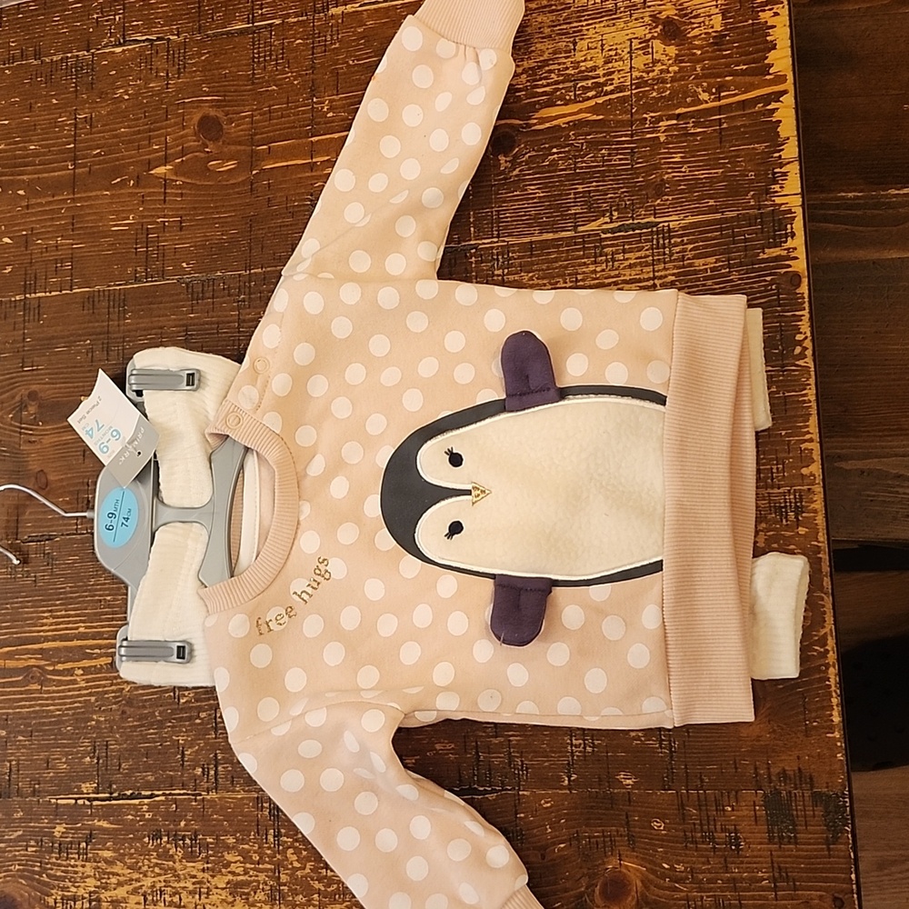 Primark Polka Dot Penguin Sweater - Cream and Purple (2 Piece Set)